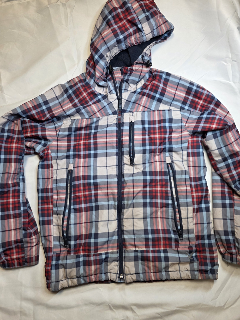 American Eagle Outfitters Plaid Hooded Windbreaker Jacket - Red, Blue Men Size S